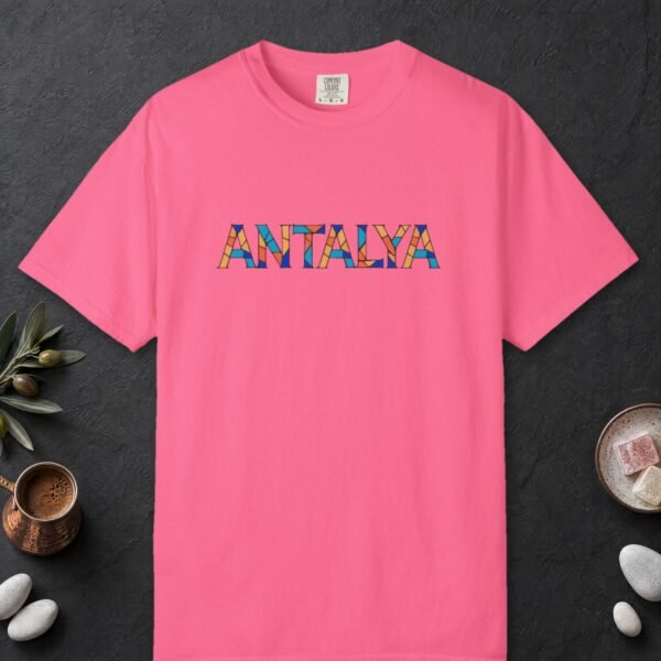 antalya-mosaic-color-letters-tee-crunchberry-front Antalya Mosaic Color Letters Tee