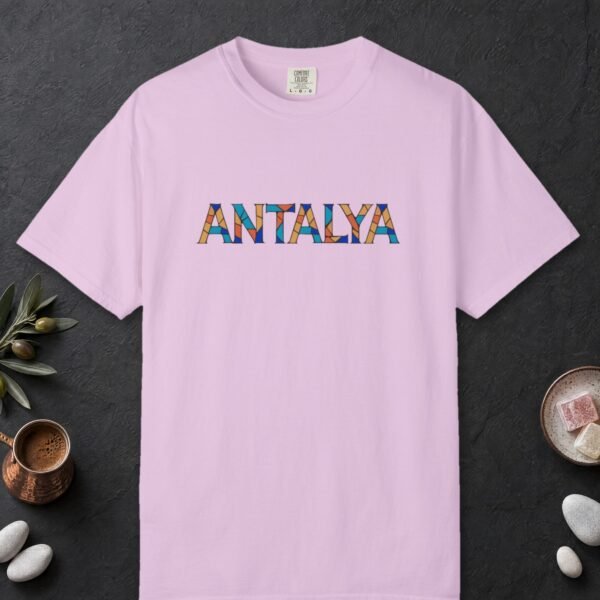 antalya-mosaic-color-letters-tee-orchid-front Antalya Mosaic Color Letters Tee