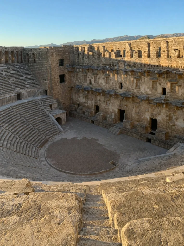 The Roman theater at Aspendos, seen from the upper seats