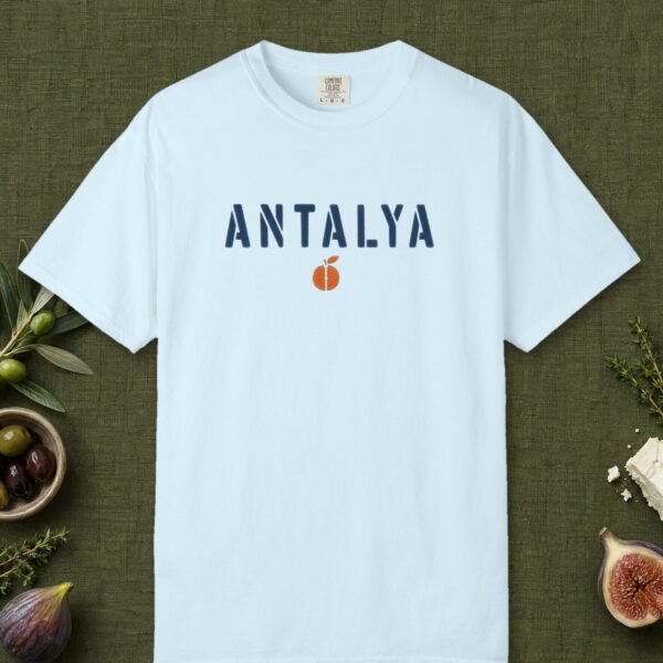 antalya-stencil-orange-tee-chambray-front Antalya Stencil Orange Tee