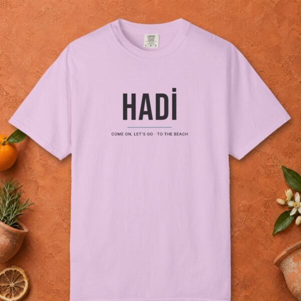 hadi-lets-go-tee-orchid-front Hadi, Let's Go Tee