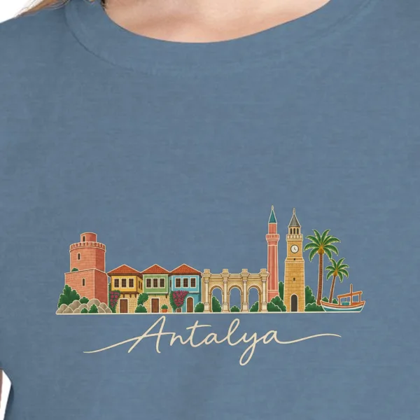 kaleici-skyline-sketch-night-kids-tee-blue-jean-chest Kaleiçi Skyline Sketch Night Kids Tee