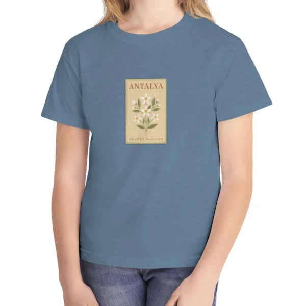 orange-blossom-stamp-night-kids-tee-blue-jean-front Orange Blossom Stamp Night Kids Tee