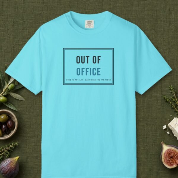 out-of-office-day-tee-lagoon-blue-front Out of Office Day Tee