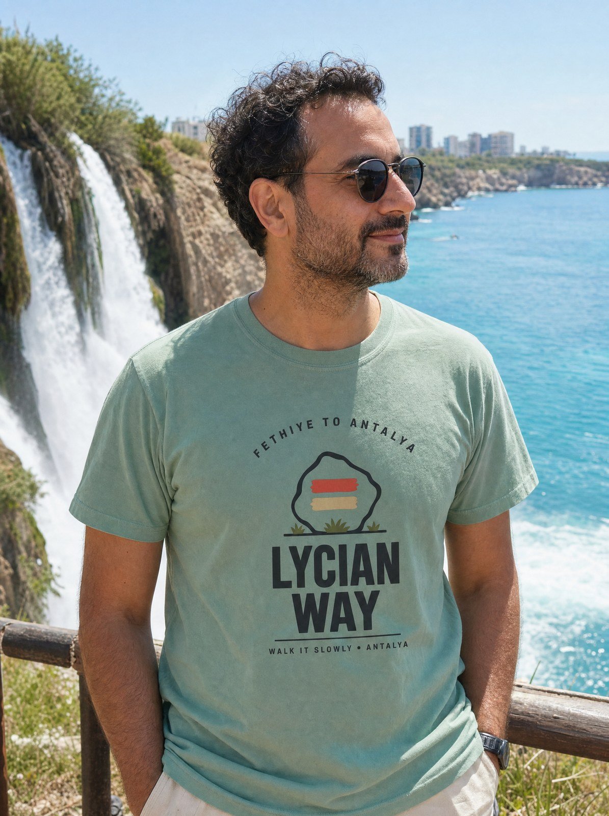 At the Düden waterfall in Antalya in the Lycian Way tee