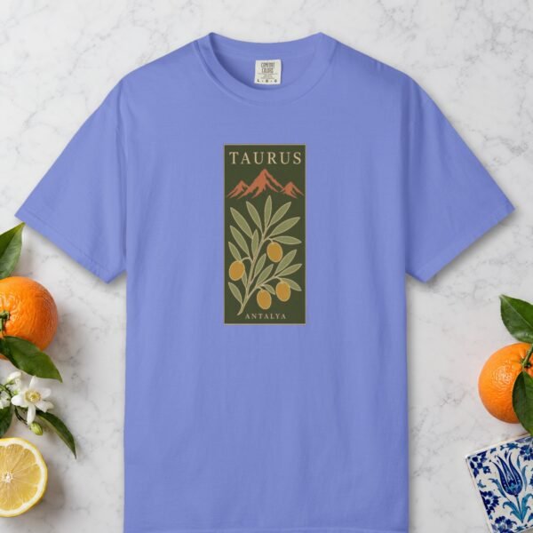 taurus-olive-panel-night-tee-flo-blue-front Taurus Olive Panel Night Tee